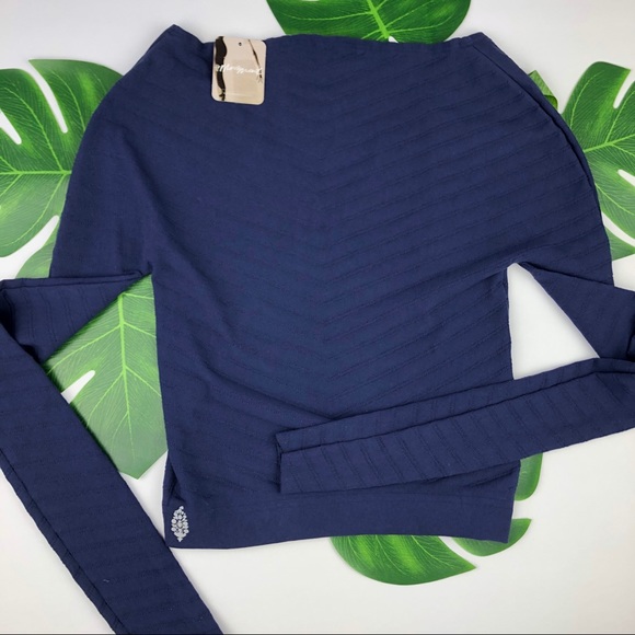 FREE PEOPLE Navy NWT Long Sleeve Shirt Large - Picture 9 of 12